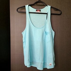 Surf Sister from Tofino, BC Aqua Blue Flowy Tank Top - Small, Rayon (pilling)